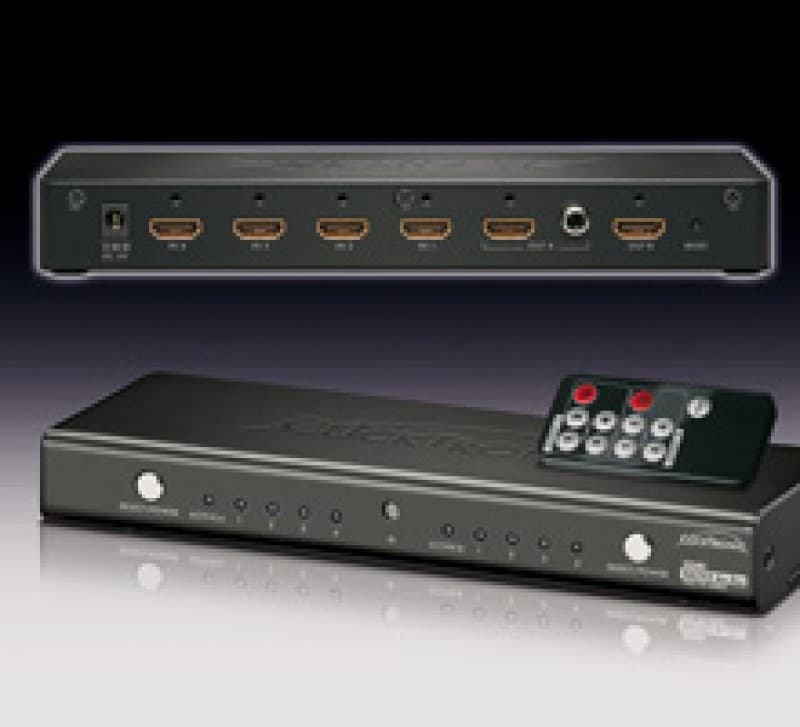 La matrice Full HD 4x2 distribue 4 signaux HDMI ™ dans un mixage jusqu'à 2 écrans et 1 amplificateur