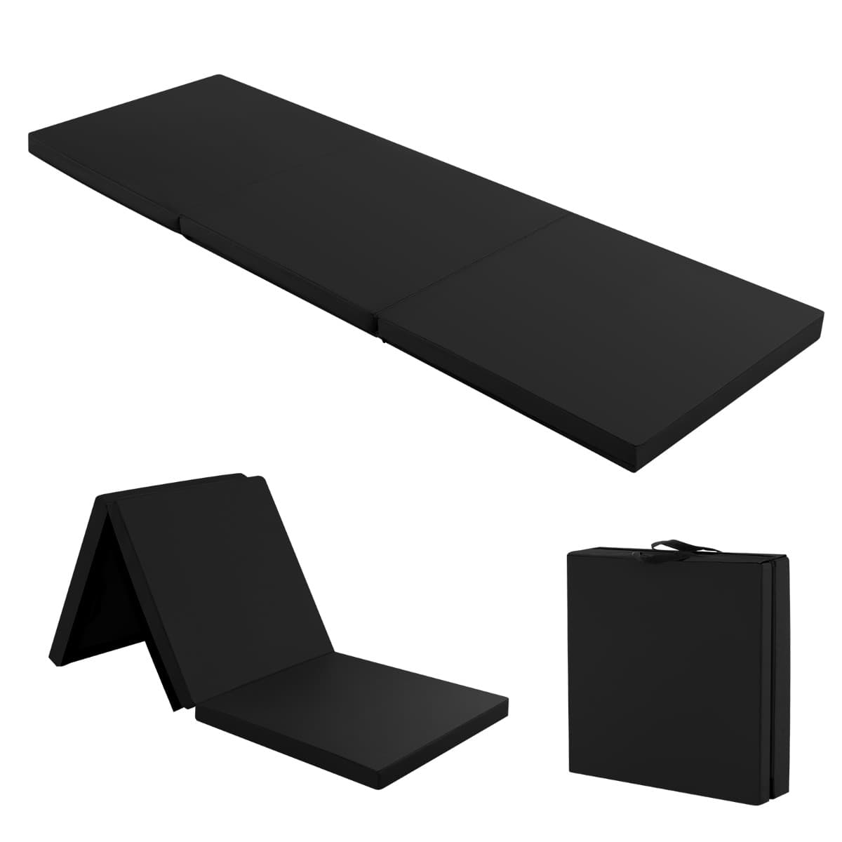 CostwayTapis d'Exercice Pliable en 3 Parties Tapis de Gymnastique Antidérapant avec 2 Poignées Tapis de Chute de Yoga Intérieure & Extérieure