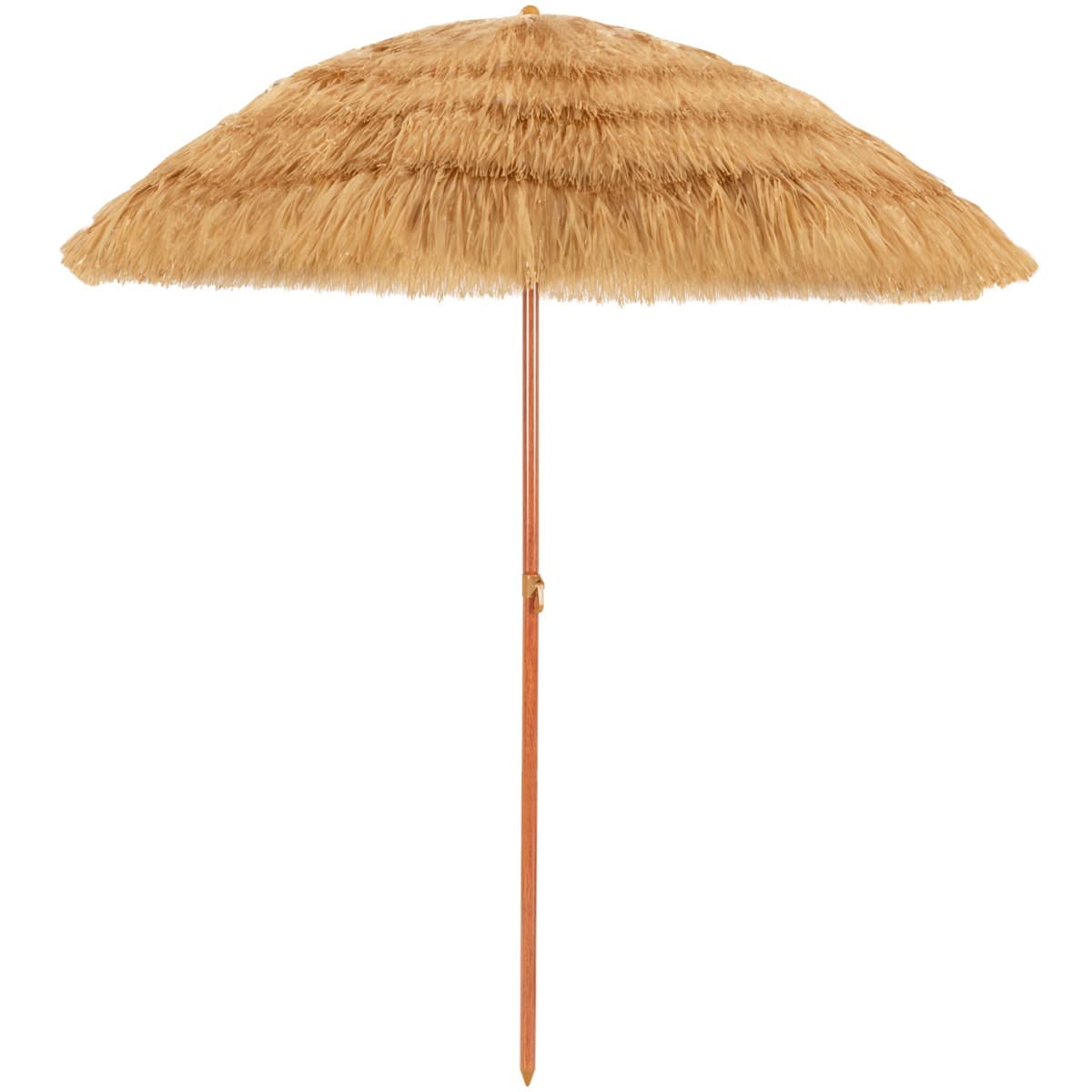 CostwayParasol Inclinable de Paille en PP 2M Fixation pour Sable Toit Chaume Style Hawaïen 2 Parties Démontables pour Plage Cour Piscine