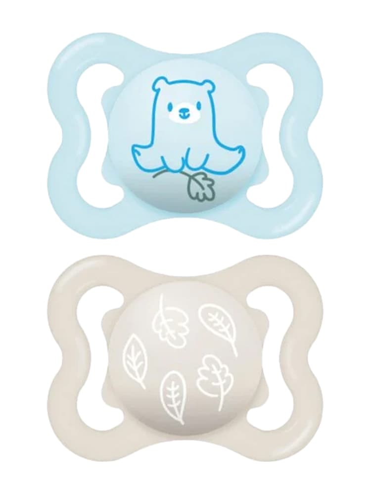 MAM Sucette Suprême - 2-6 Mois - Silicone - X2 - Modèle : Ours et Feuilles